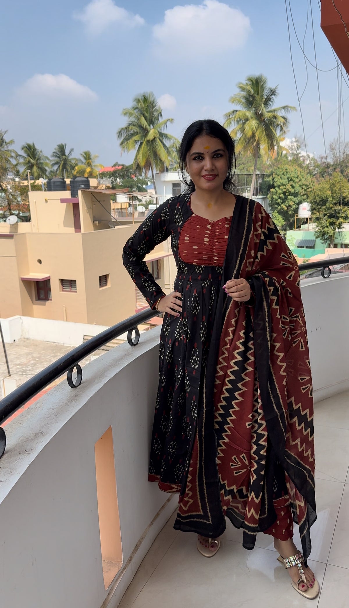 Black Ikkat Anarkali