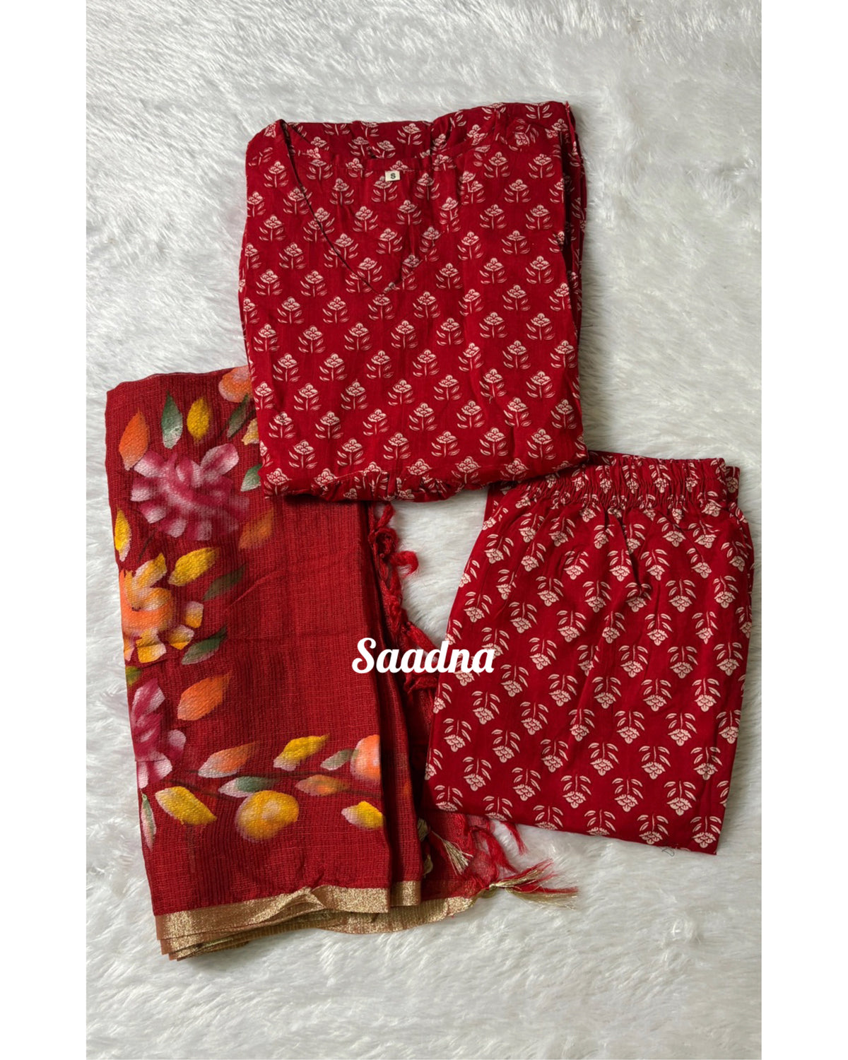 Red Anarkali set