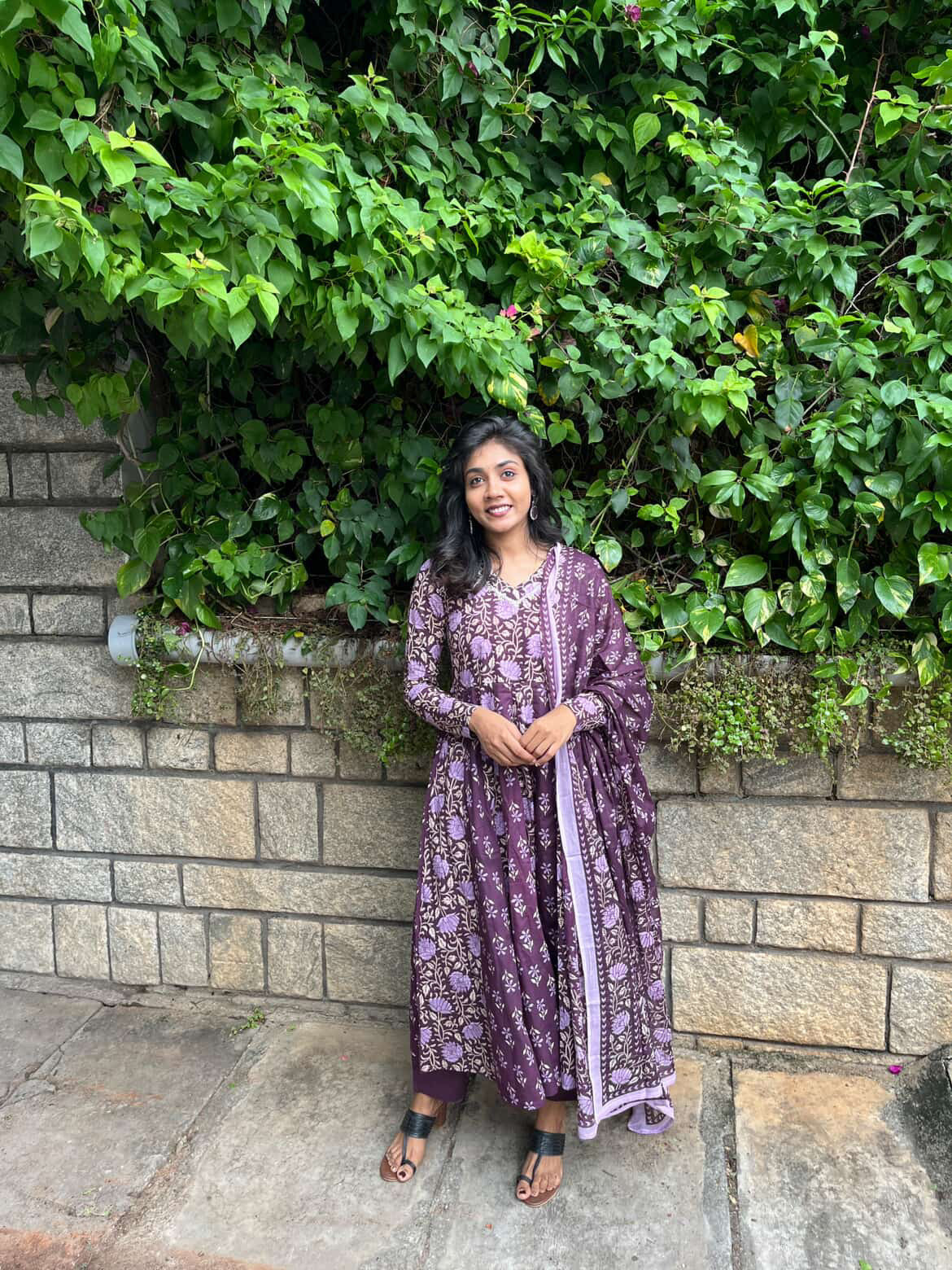 Wine Anarkali set