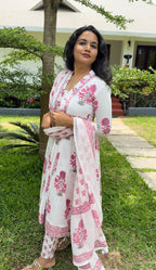 White floral Anarkali set