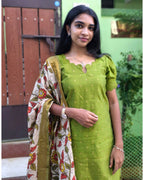 Silk salwar set with kalamkari Dhupatta