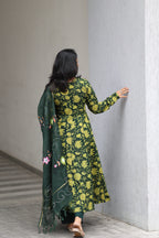 Green Cotton Anarkali Set