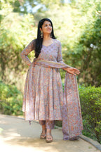 Grey lavender Anarkali set