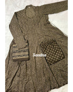 Brown ajrakh Anarkali set
