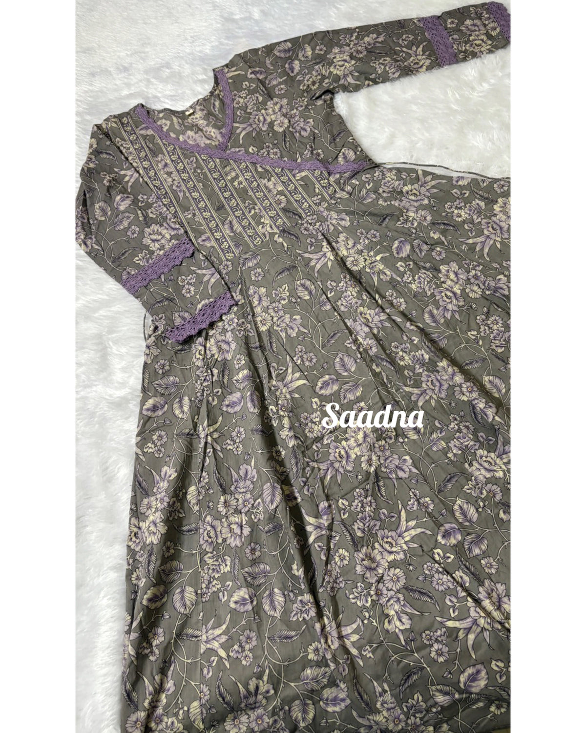 Grey lavender Anarkali Set