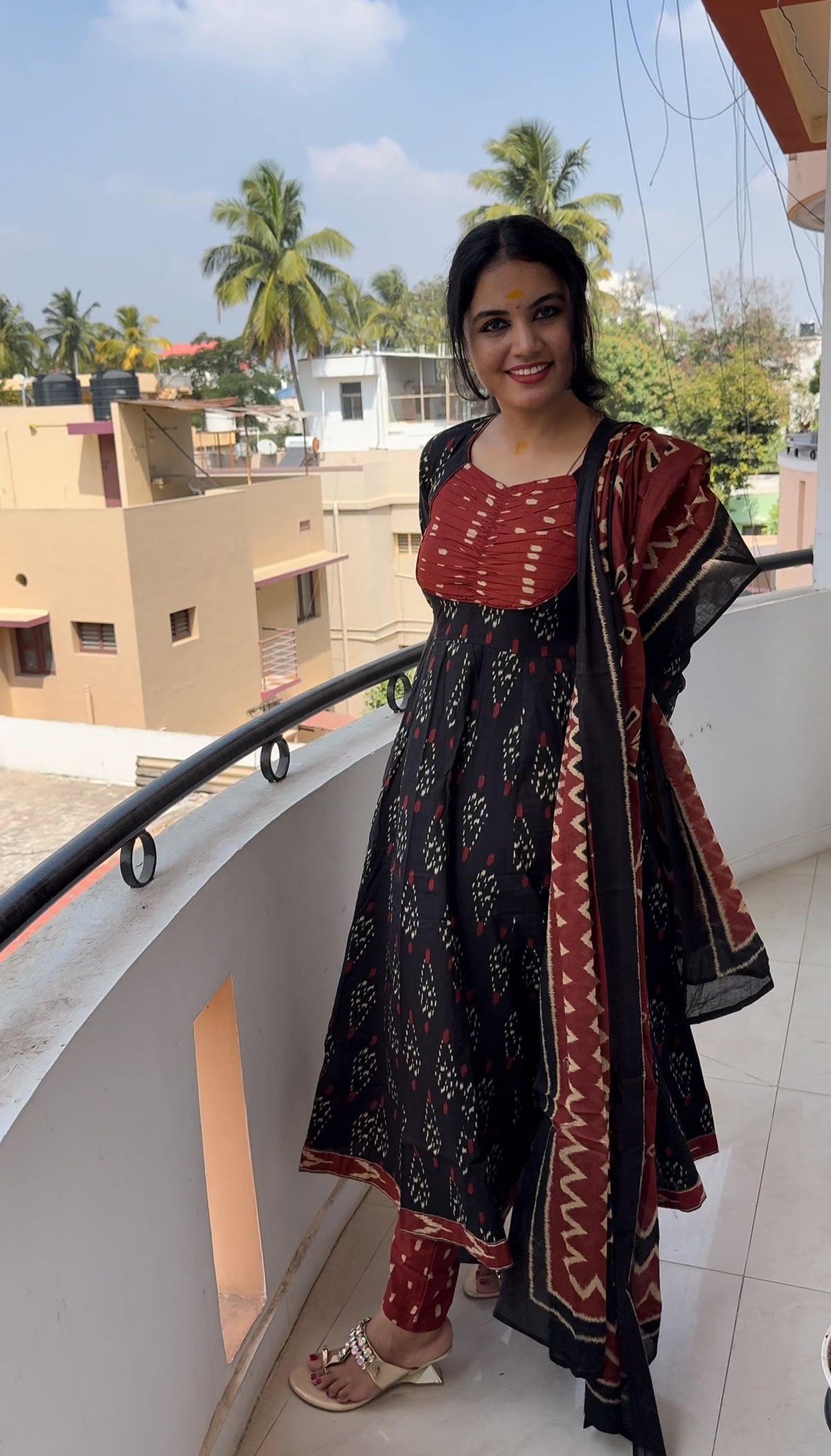 Black Ikkat Anarkali