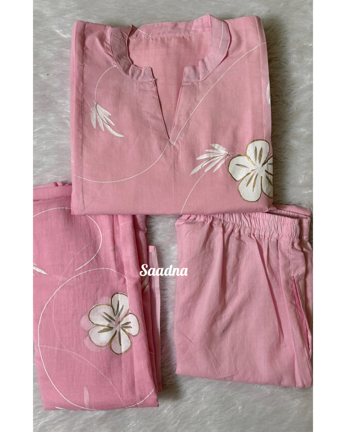 Pink hand paint Cotton Set