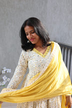 Yellow zigzag anarkali