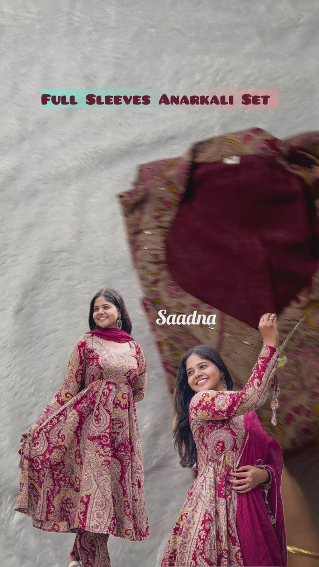 Maroon Full Sleeves Anarkali Set