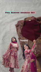 Maroon Full Sleeves Anarkali Set