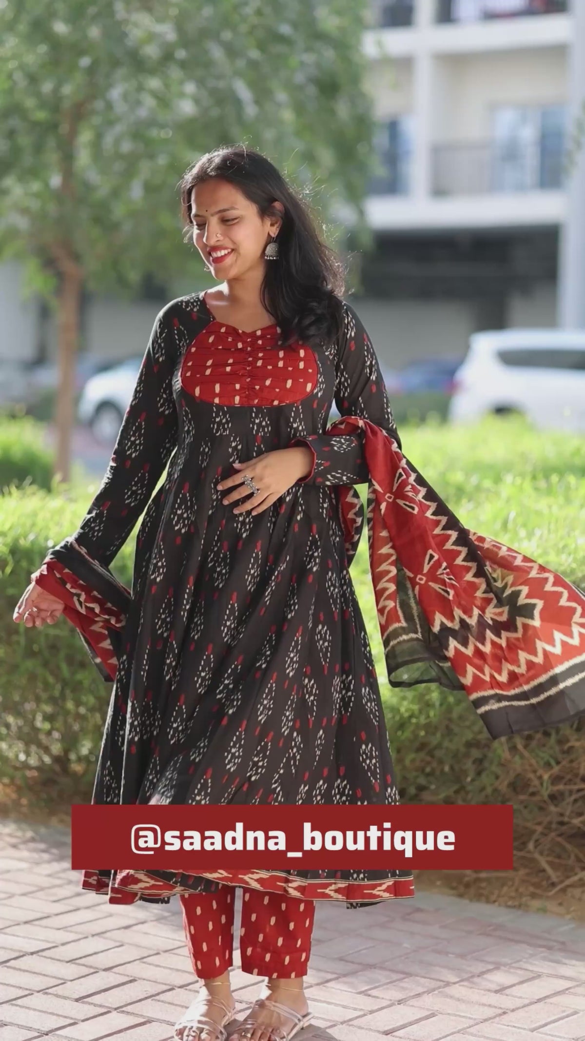 Blue Ikkat Anarkali Set