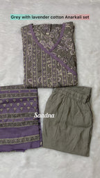 Grey lavender Anarkali Set