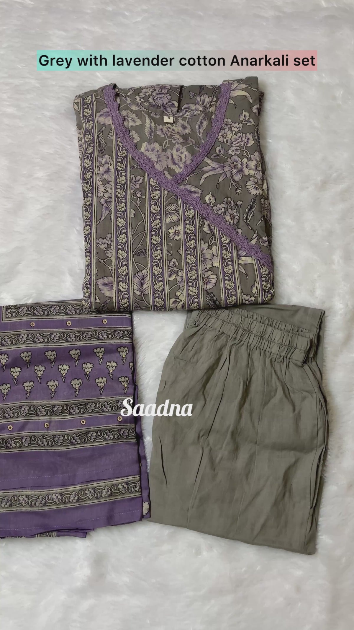 Grey lavender Anarkali Set