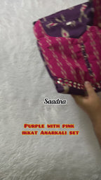 Pink Ikkat Anarkali Set