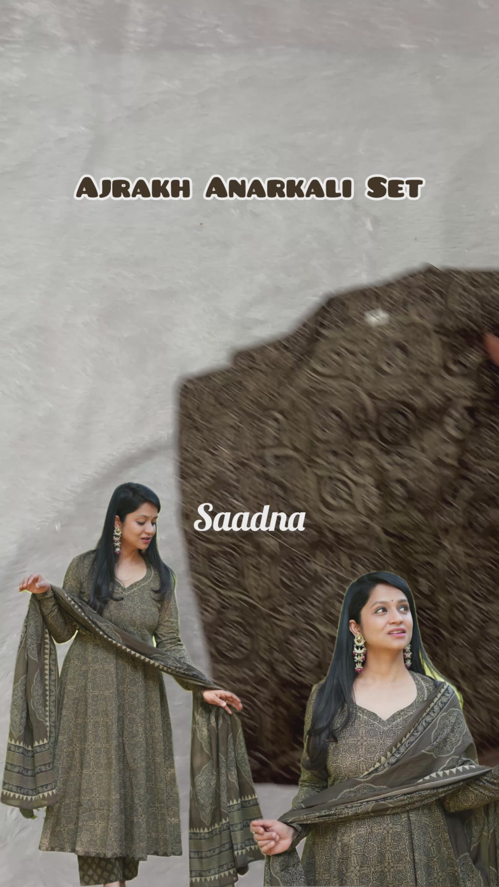 Brown ajrakh Anarkali set