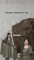 Brown ajrakh Anarkali set