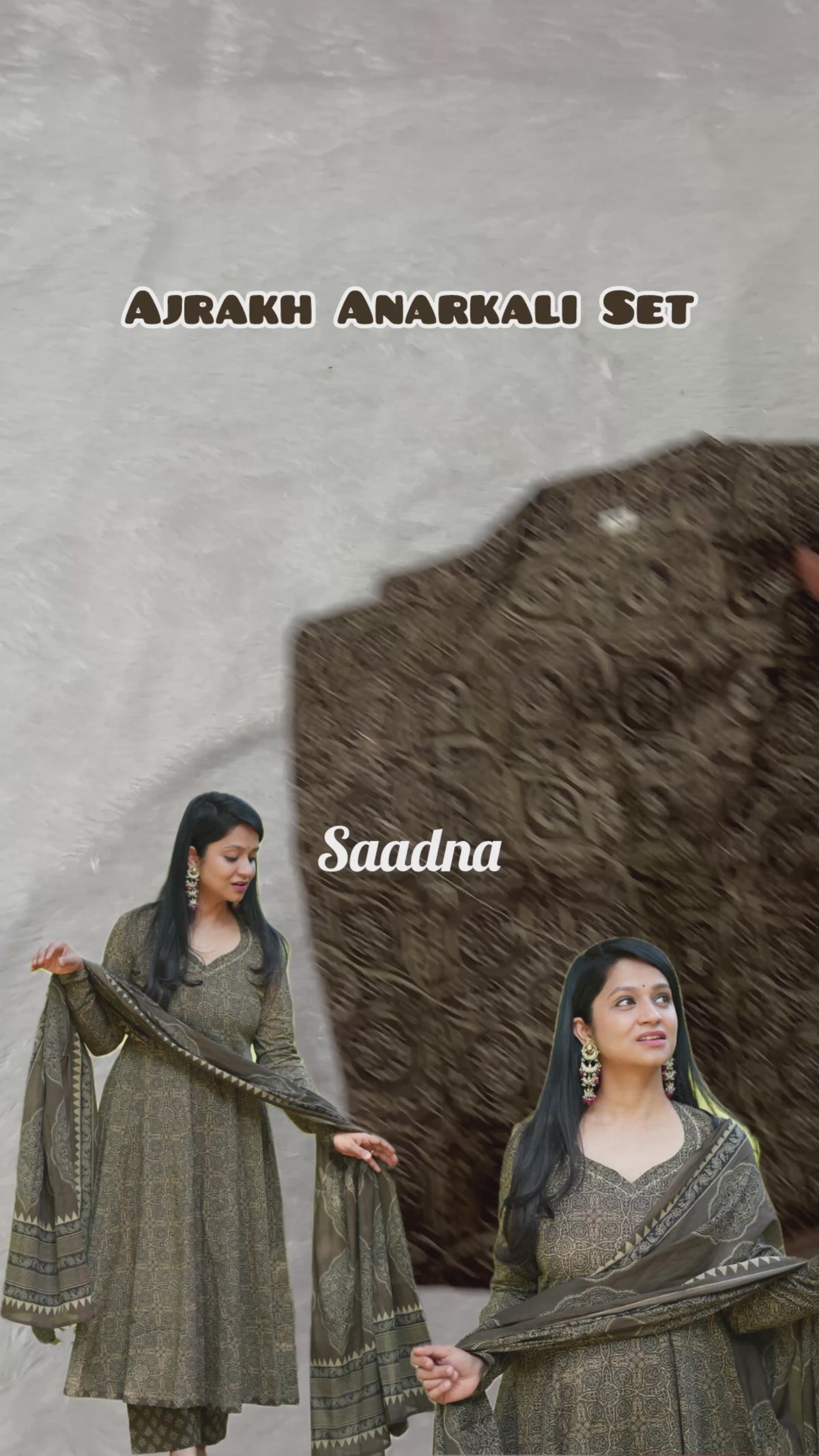 Brown ajrakh Anarkali set