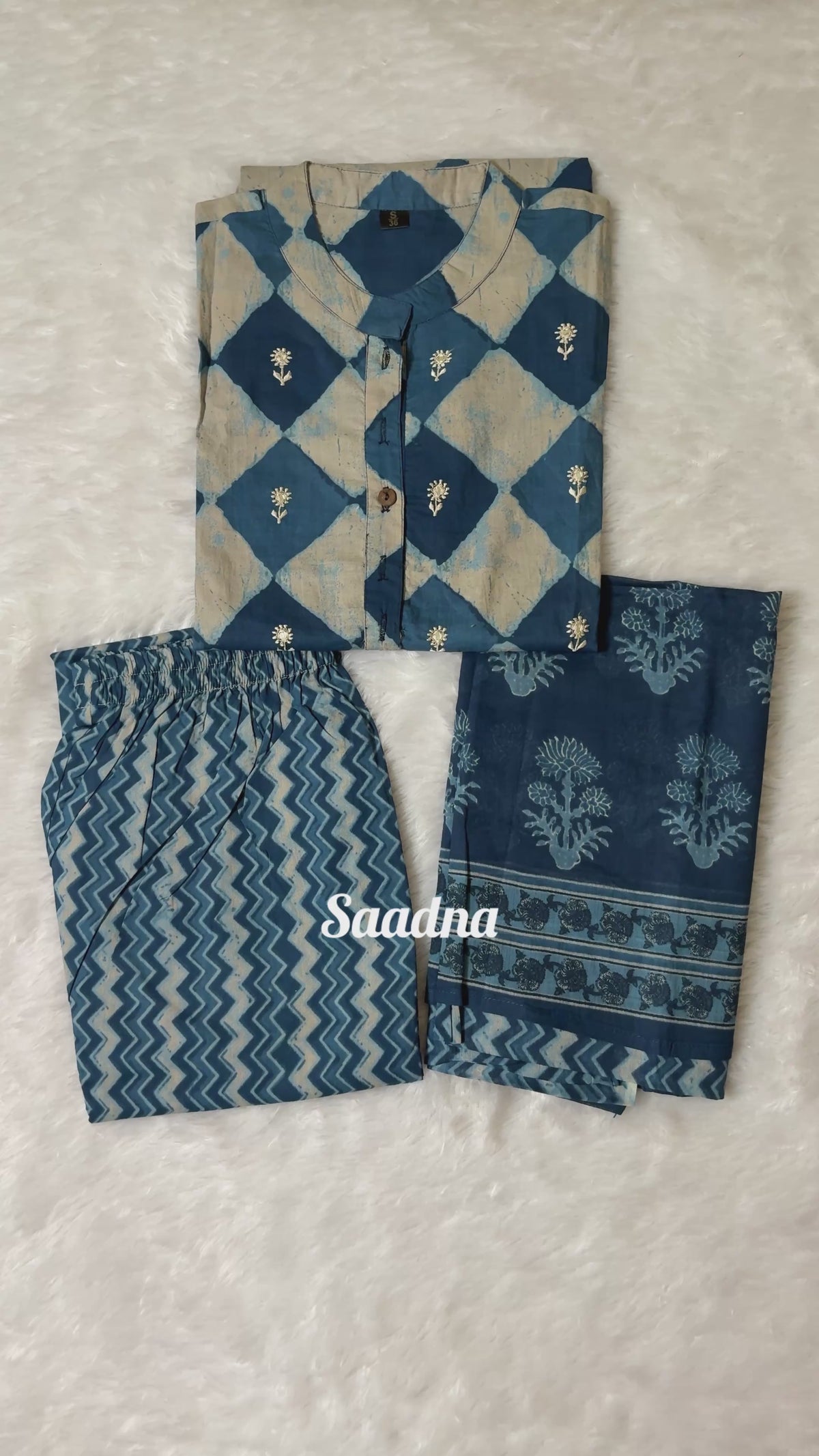 Indigo Cotton Suit Set