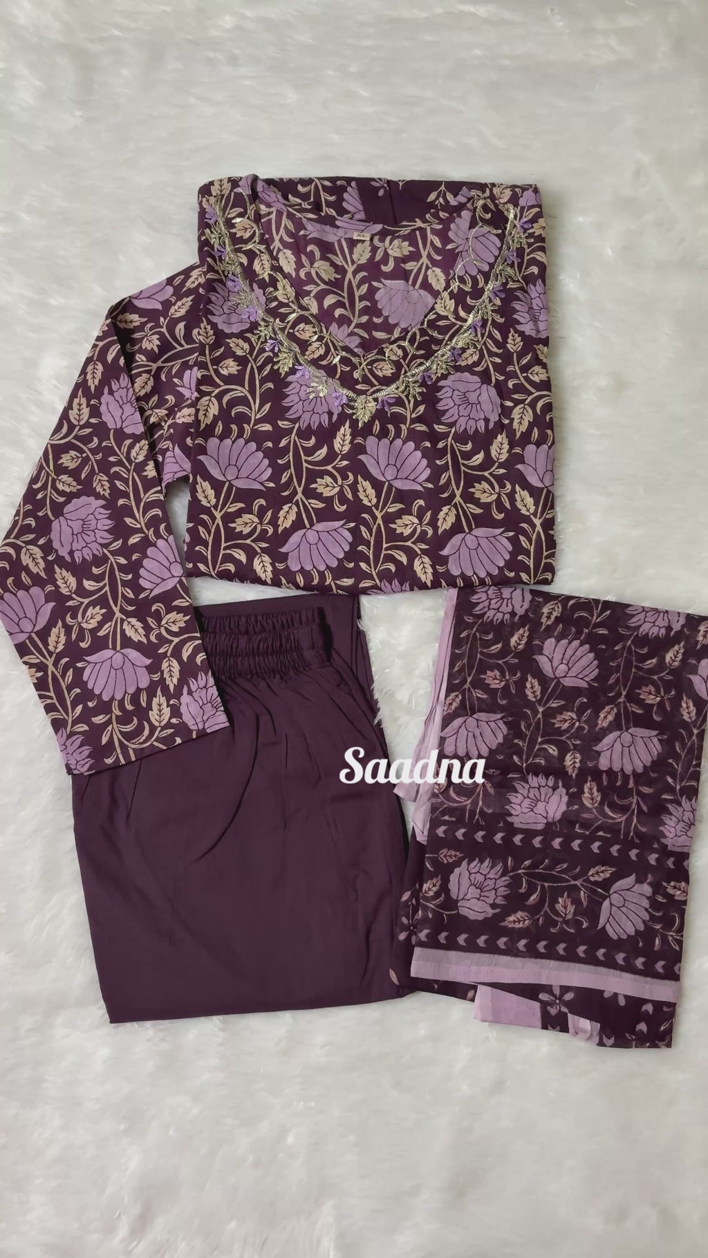 Wine Anarkali set