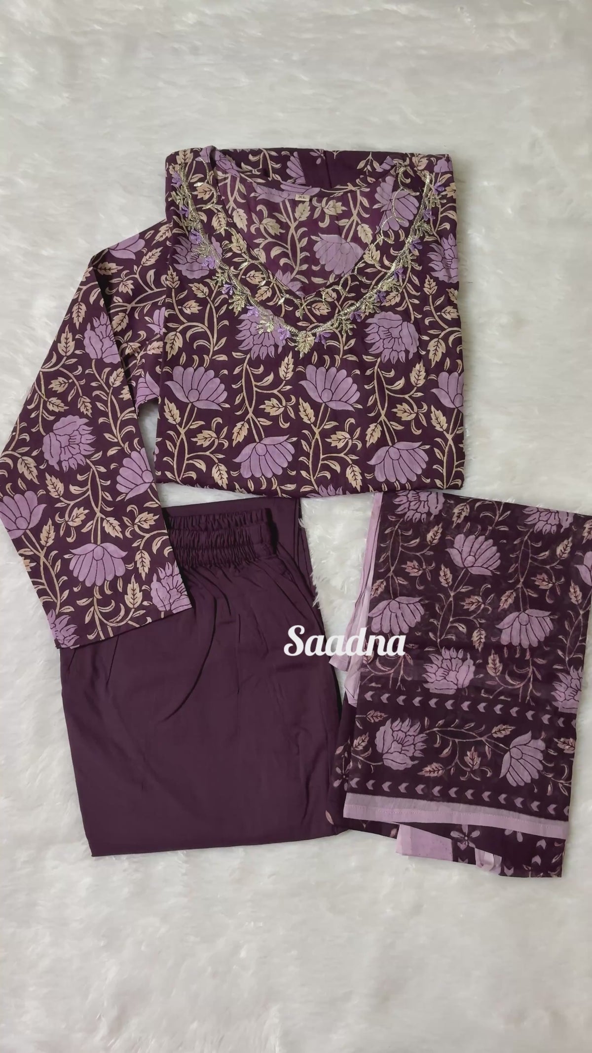 Wine Anarkali set