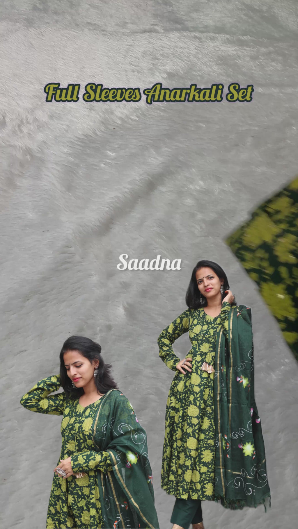 Green Cotton Anarkali Set