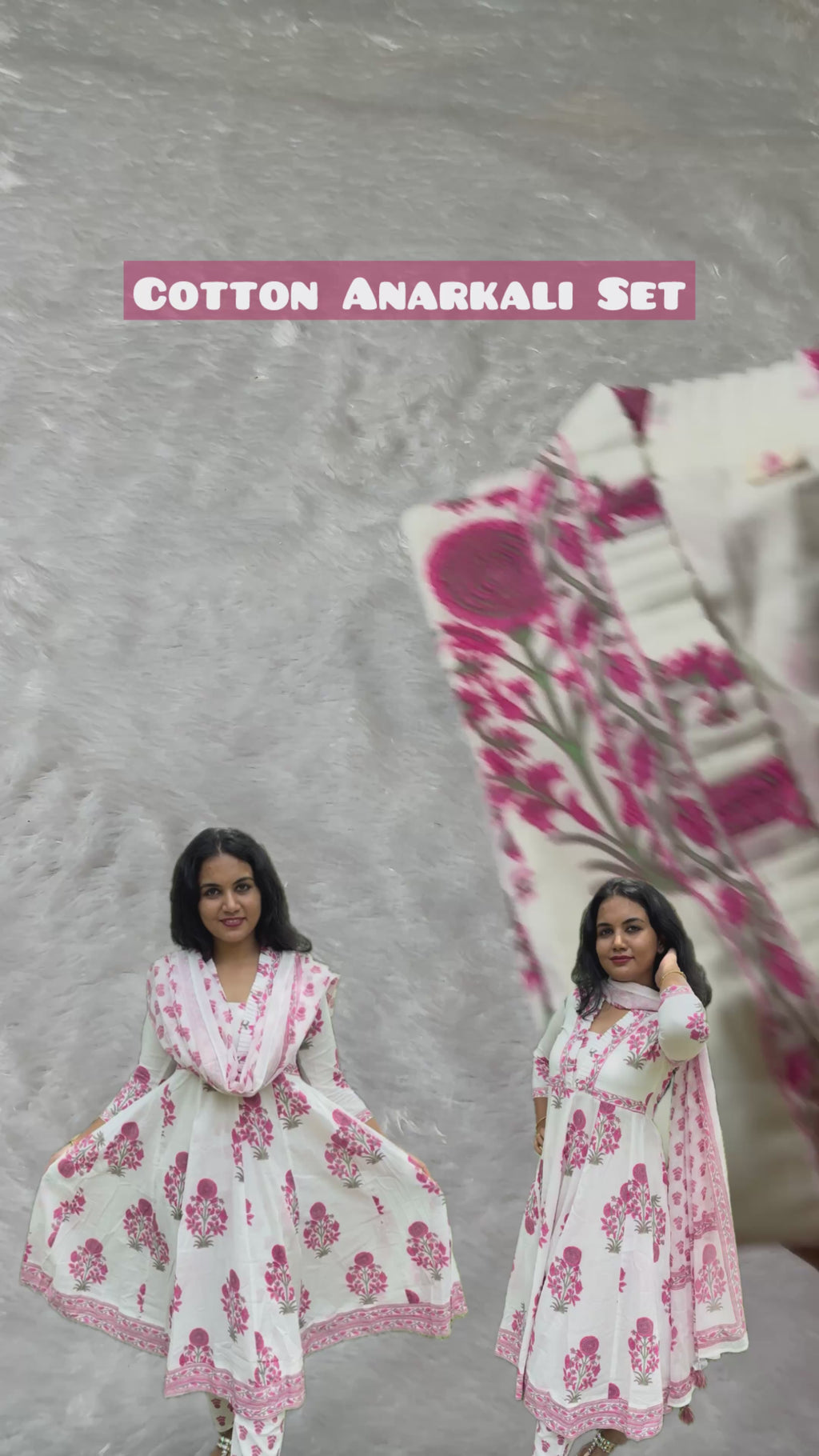 White floral Anarkali set