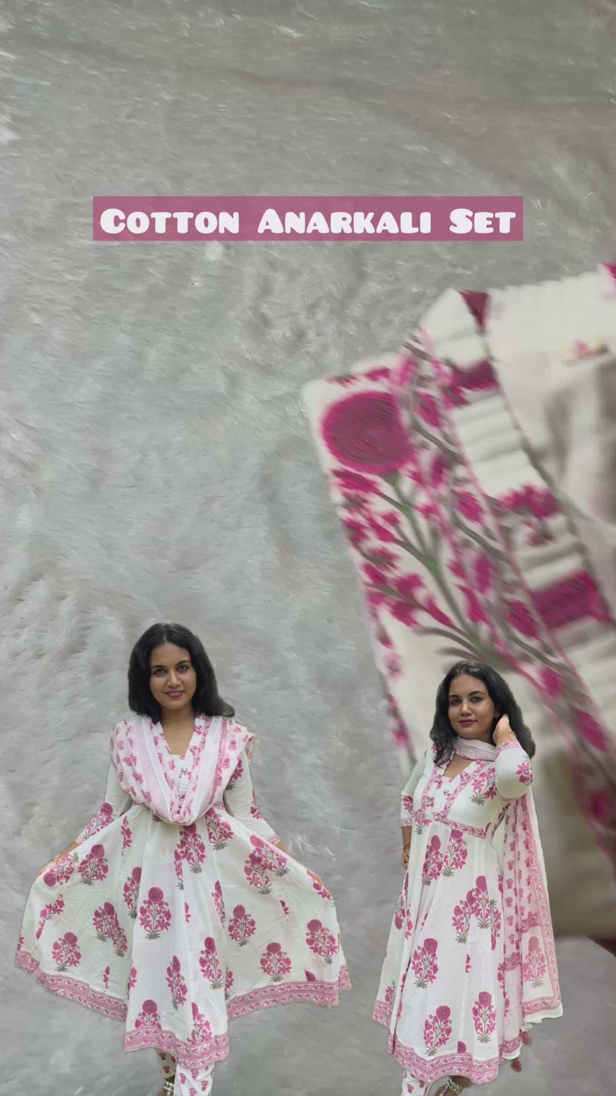 White floral Anarkali set
