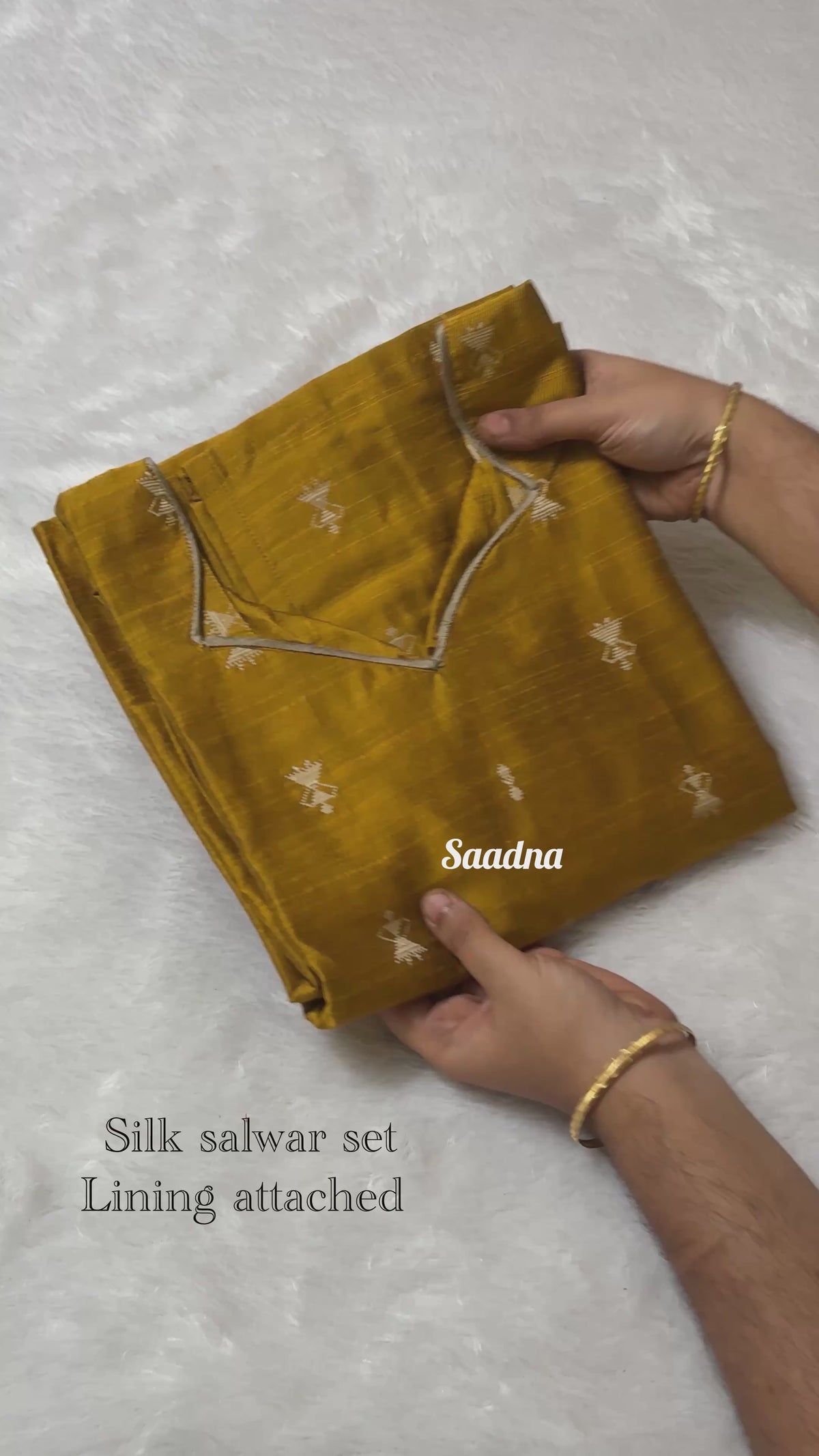 Mustard Raw Silk Doll Butta Salwar Set