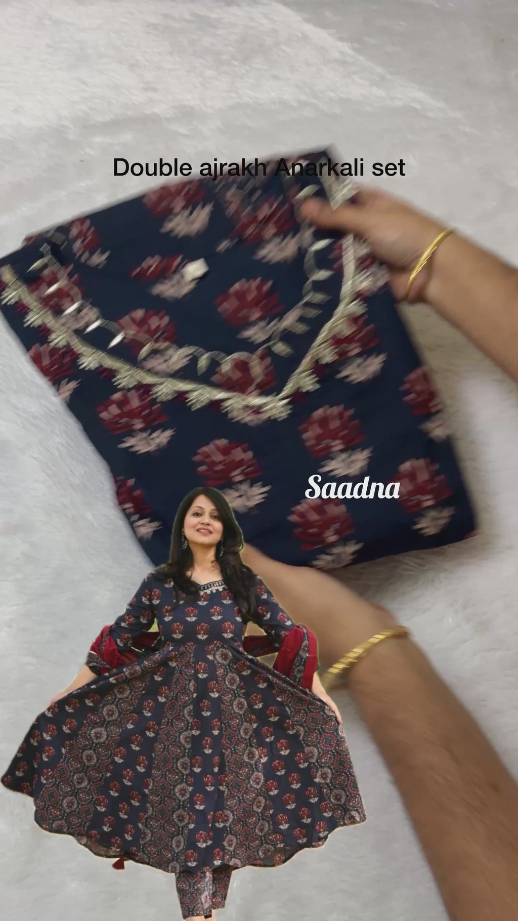 Double Ajrakh Anarkali Set