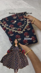 Double Ajrakh Anarkali Set