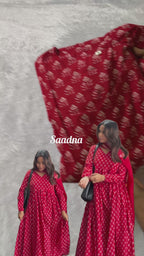 Red Anarkali set